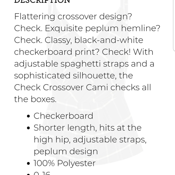 Cabi Check Crossover Cami - Picture 5 of 5